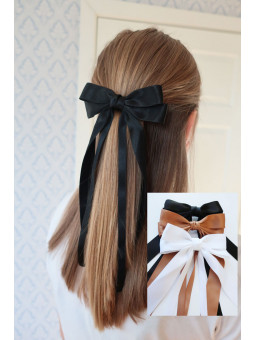 Sofia Satin Rosett långa band - Hårspänne